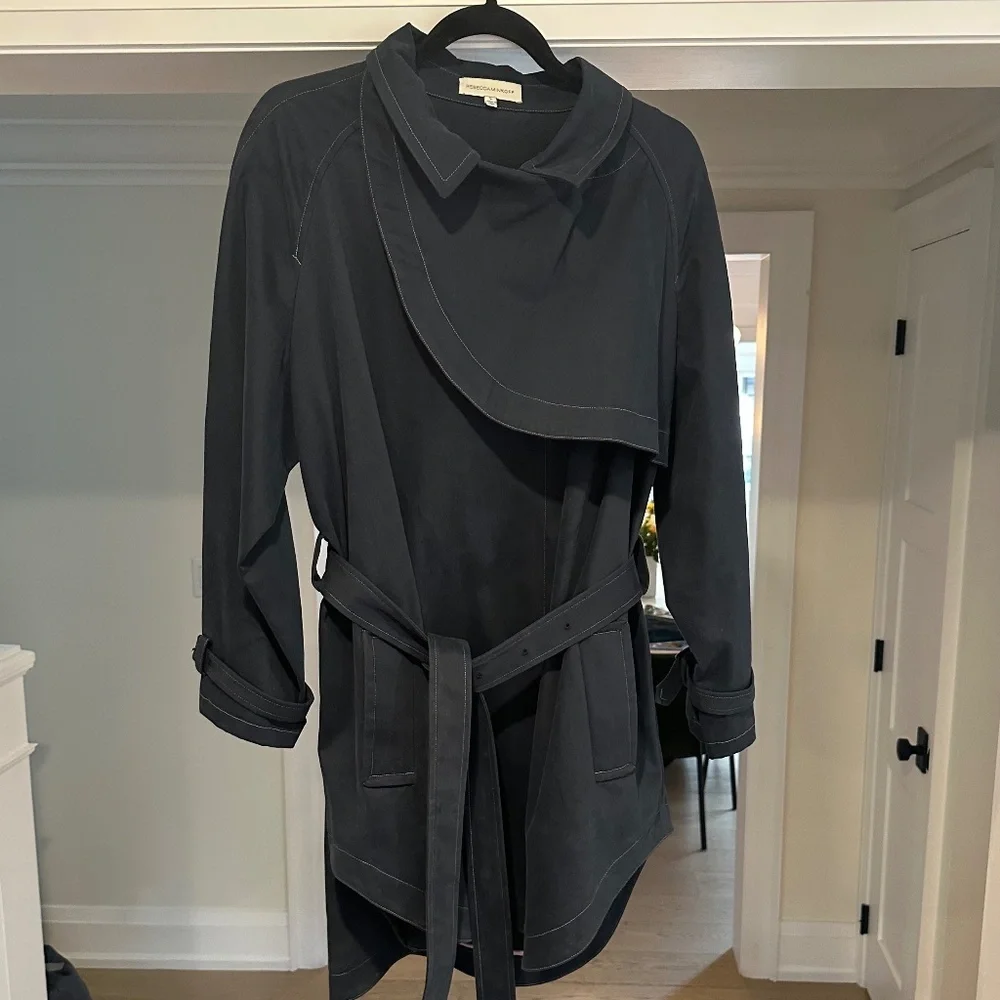 SOLD - Rebecca Minkoff Navy Blue Trench Coat - Size L - Picture 1 of 13